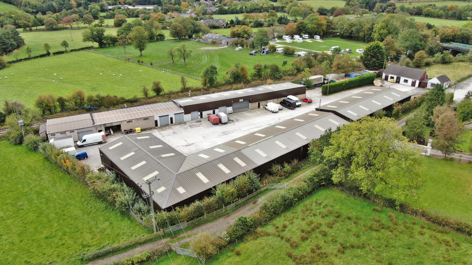 Aston Industrial Estate surrounded by the green fields of the Hope Valley